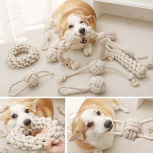 Büyük boy doğal kenevir köpek oyuncaklar Bite direnci kenevir halat köpek çiğnemek oyuncak seti - Product Image 6