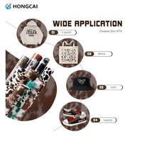Hongcai imprimé léopard Camouflage couleur transfert de chaleur feuille de vinyle taille personnalisée PU Film fer sur vêtement