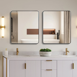 Black 30x36 Rectangular Bathroom Wall <b>Mirror</b> With Thin Frame For Modern Decor - Product Image 3