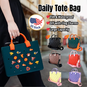 Kleurrijke Eva Tote <span class=keywords><strong>Bag</strong></span> Geperforeerd Ontwerp Voor Schoen Charme Vrouwen Waterdichte Schouder Handtas Zomer Uitjes Clog Charm Tas Handtassen - Product Image 1