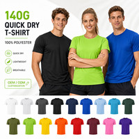 T-shirt sportif en denim avec logo personnalisé, 100% polyester, séchage rapide, 140g, léger, pour le sport, la gym, marque privée, uniforme d'équipe d'entreprise