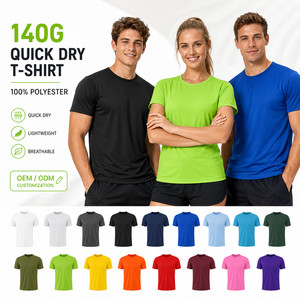 Custom Logo T-<b>shirt</b> 100% Polyester Quick Dry 140g Lightweight Sports Gym Tee Private Label Corporate Team Uniform Wholesale OEM - Product Image 1
