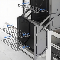 Armário de Despensa Metálico de Dois Níveis UNIK BS700 Magic: Cesto Elevatório Moderno para Cozinha, Ferramentas, Temperos, Alimentos e Utensílios de Mesa