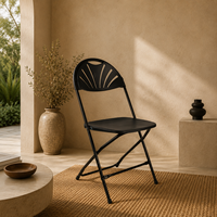 Chaise de jardin pliante noire confortable, légère et portable avec dossier ventilé, structure en acier, design moderne, pour usage extérieur
