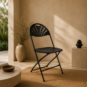 Chaise de jardin pliante noire confortable, légère et portable avec dossier ventilé, structure en acier, design moderne, pour usage extérieur - Product Image 1