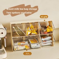 Boîte de rangement pour sachets de thé en plastique anti-poussière avec couvercle, compartiments empilables, style japonais, extra-large, organisation de bureau, tiroir pour étudiants