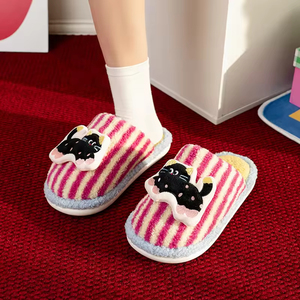 Chaussons douillets en coton doublés de polaire, antidérapants, à semelle épaisse, pour la chambre à coucher, le salon, toutes saisons, légers - Product Image 3