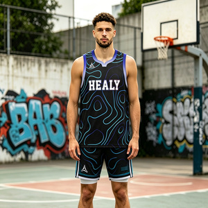 Maillot de basket sublimé Healy, col en V, sans manches, en mesh respirant, unisexe, pour adulte, vêtement de sport d'été pour l'extérieur - Product Image 4