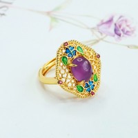 Aiyu – Nouveauté : Ensemble trois pièces en émail avec bagues, pendentifs et boucles d'oreilles en améthyste naturelle pour le commerce électronique en direct