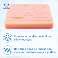 Modelo de Práctica de Sutura Quirúrgica T, Piel Simulada de Silicona de 17x12x1.2cm para Entrenamiento de Estudiantes de Medicina
