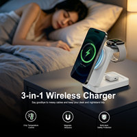 Support de charge rapide sans fil portable 15W 3 en 1 pour écouteurs, montre connectée et téléphone portable, chargeur sans fil magnétique