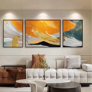 3D venta al por mayor moda moderna tríptico pintura al óleo abstracta minimalista sala de estar Mural textura pura pintada a mano decoración pintura - Product Image 4