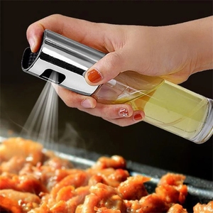 Bouteille pulvérisateur d'huile de cuisine 100 ml, bouteille en verre avec couvercle en acier inoxydable, distributeur d'huile, outil de cuisson pour grillades et barbecue - Product Image 1