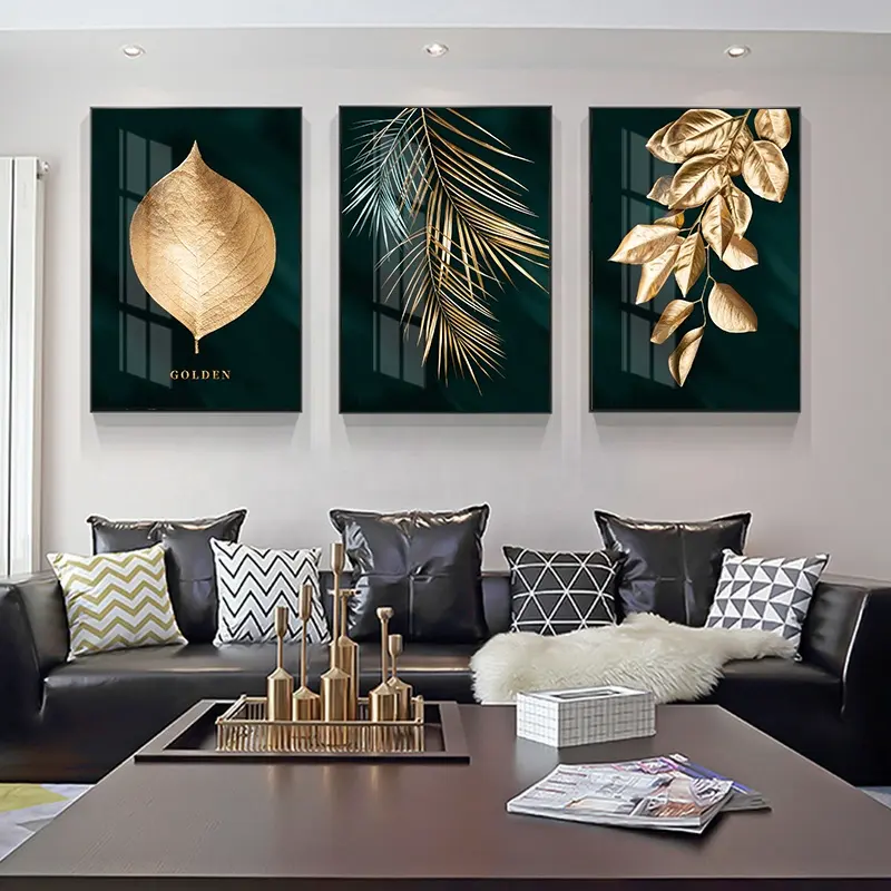 Paintings Decoration Abstract Golden Plant Leaves Picture Wall Poster Modern Style Canvas Print Painting Art Aisle Living Room Unique Decoration