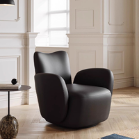 Fauteuil pivotant contemporain de loisirs, capitonné, en tissu écologique, en bois, pour salon, rotation à 360 degrés