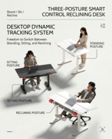 Bureau debout ergonomique inclinable électrique à quatre moteurs, plateau pliable de 0 à 15 degrés pour utilisation assis-debout ou inclinée dans le salon (en métal)