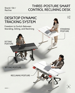 Four Motor Tilting Ergonomic Standing <b>Desk</b> with 0 to 15 Degree Tabletop for Sit Stand Recline <b>Office</b> Work - Product Image 4