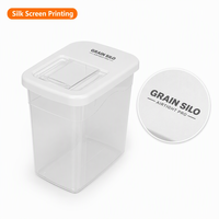 Conteneur de stockage de riz transparent et fin sur mesure OEM avec couvercle rabattable, distributeur de céréales en plastique hermétique pour cuisine, vente en gros
