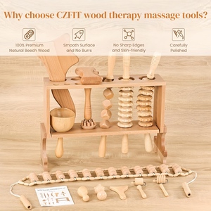 Rodillos de Masaje Corporal y Facial CZFIT Y012, Juego de Herramientas de Maderoterapia Profesional en Caja de Madera, Masajeador Anticelulítico - Product Image 6