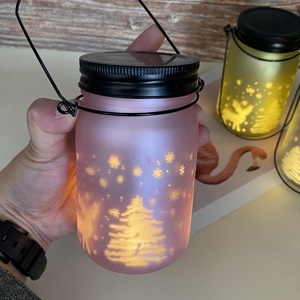 16 أونصة فاخرة فارغة مع ضوء مخصص طباعة مطفية ليد جرة ماسون الحرفية لهدايا عيد الميلاد بيع بالجملة - Product Image 5