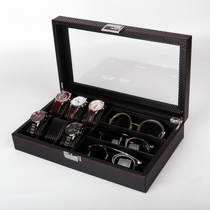 Exquisite Durable Carbon Fiber PU Leather <b>Watch</b> Sunglasses <b>Case</b> for Men 5 6 10 12 Slots <b>Watches</b> Box Organizer Logo <b>Watch</b> Box OEM - Product Image 6