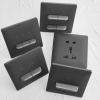 Interrupteur mural électrique bipolaire avec prise universelle USB-C 16A/13A, finition noir mat doux effet peau de bébé, style moderne, facile à installer (normes UK/Allemagne)