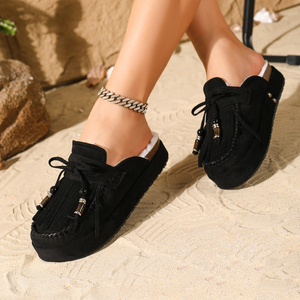 Chaussons d'intérieur confortables et légers pour femmes, en velours pour plus de chaleur, style rétro, <span class=keywords><strong>mules</strong></span> décontractées, pantoufles paresseuses pour l'automne et l'<span class=keywords><strong>hiver</strong></span> - Product Image 5