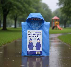 Impermeabile per bambini blu taglia 12 impermeabile stile cartone animato per le giornate piovose - Product Image 2