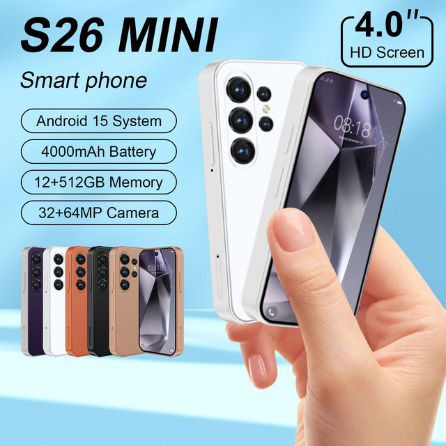 4-inch S26Mini 5G Mobile Phone 12+512GB Deca Core Android 15, Multilingual for Daily Communication
