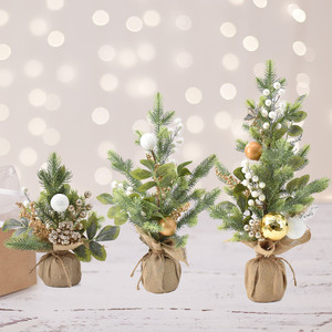 Chất Lượng Cao Mini Cây Giáng Sinh Trang Trí Bàn Trắng Berry Vải Bố Cơ Sở Với Hỗn Hợp Giáng Sinh Quả Bóng Và Cây Chậu - Product Image 3