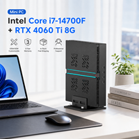 Mini PC para Juegos, Intel Core I7-14700F, RTX 4060Ti 8G, PC de Escritorio Compacto, DDR5 64GB, con WiFi 6E, LAN Dual, para Estación de Trabajo con IA