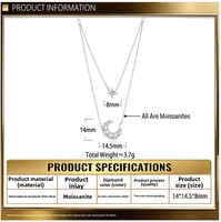 Collier Lune en Moissanite Argentée pour Femme avec Étoiles Scintillantes, Pendentif Chaîne Multicouche Tendance, Idéal pour Anniversaire