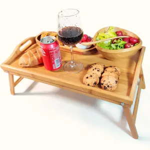 Bamboo Tray With Handles/Parties Or Bed Tray/Dinner Tea Bar Breakfast Tray Service Storage Bamboo Wood Tray