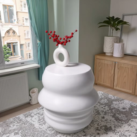 Table basse moderne ronde blanche convertible en fibre de verre pour salon meubles de maison