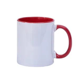 Personalizado más popular 11Oz sublimación espacios en blanco de color taza interior tazas de café de cerámica con mango de color