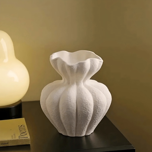 Vase en céramique blanche texturée, <span class=keywords><strong>moderne</strong></span>, fait main, écologique, pot à <span class=keywords><strong>fleurs</strong></span> <span class=keywords><strong>de</strong></span> table pour la décoration <span class=keywords><strong>de</strong></span> mariage et <span class=keywords><strong>de</strong></span> la maison - Product Image 2