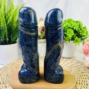 Heißer Verkauf Natürlicher Edelstein Blauer Sodalith Kristall Penis Massagestab Yoni Heilungs-<span class=keywords><strong>Dildo</strong></span> als Geschenk für Frauen - Product Image 2