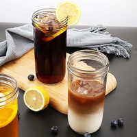 Prix d'usine Verre Mason de 24 oz avec couvercle et paille, pour café glacé, idéal pour les articles cadeaux