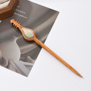 Horquilla de madera de durazno Songjin, estilo popular en línea, horquilla estilo pipa antiguo, herramienta para peinar el cabello Hanfu, suministro directo de fábrica. - Product Image 2