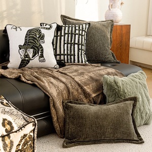 Southern Asian Antique-style <strong>Green</strong> <strong>Sofa</strong> Throw Pillow, Luxurious Tiger-patterned <strong>Cushion</strong>, Retro <strong>Green</strong> Throw Pillow Cover - Product Image 1