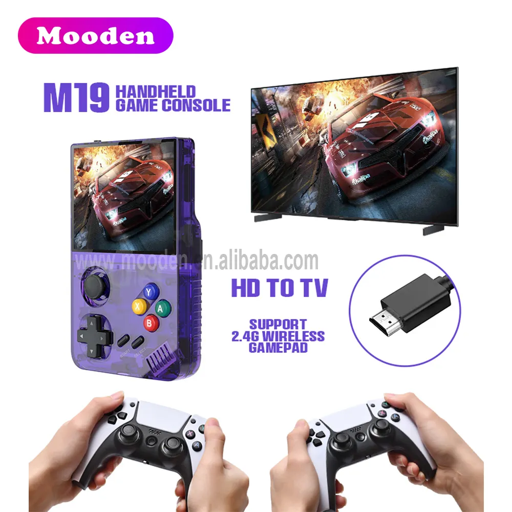 L M19 Handheld game console LCD 3.5 Inch Screen Linux System 64GB Retro Portable Handheld Video Gaming Console R36S R35S
