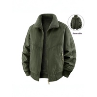 Blouson Bomber Réversible Homme Personnalisé avec Logo, en Coton et Fibre de Vinaigre, Doublure Polaire Zippée, Rembourrage Épais, Coupe Ample, Automne