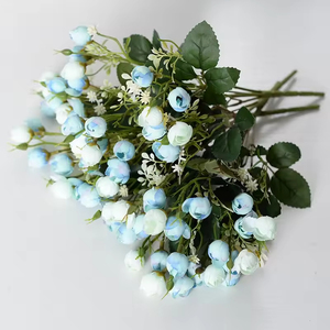 Vente en gros 15 têtes faites à la main en soie artificielle Rose Bouquet Nouvel An Noël mariage maison Table décoration <span class=keywords><strong>faux</strong></span> bourgeons de fleurs pour - Product Image 2