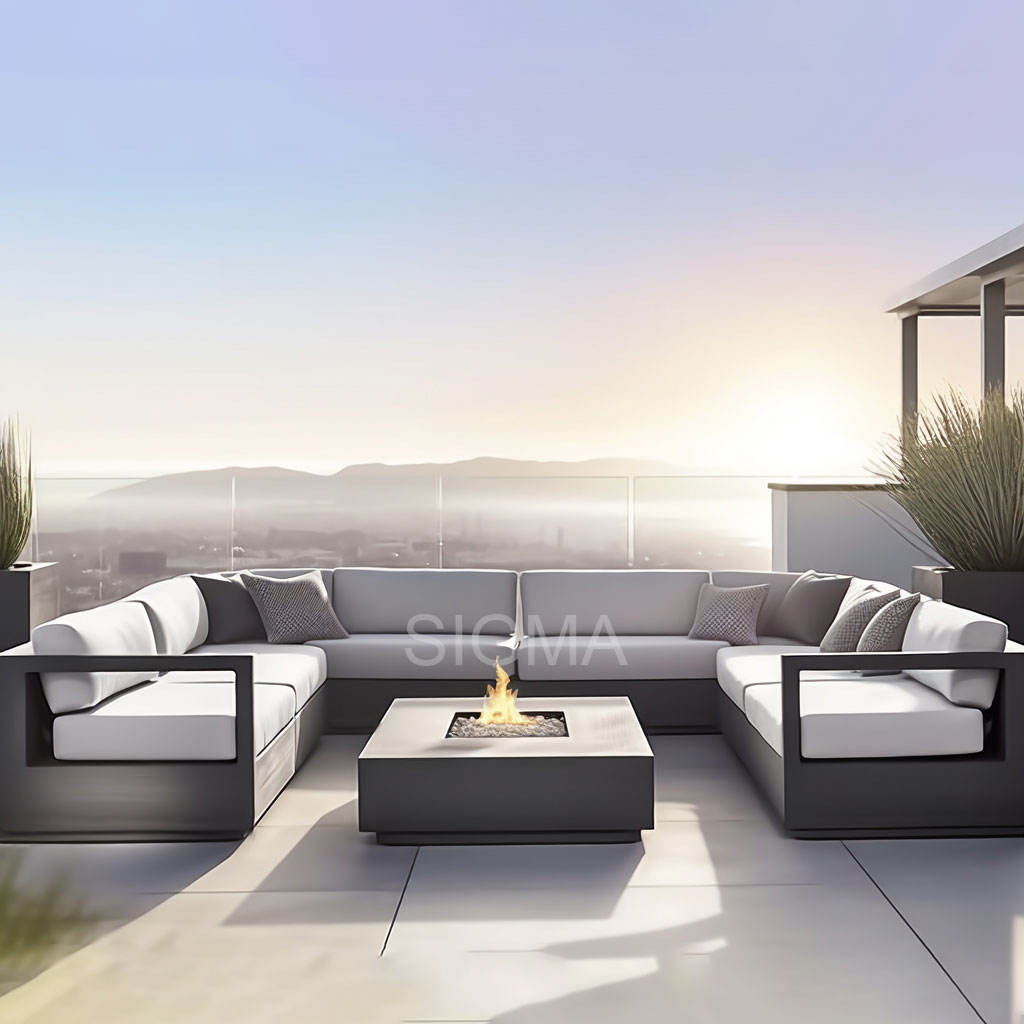 Factory Durable Modern Nordic Factory Garden Outside Outdoor Alum Frame Patio Aluminium Furniture Fabric Sofa for Home Yard