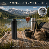 Moulin à café manuel tout-en-un pour la vente en gros, à meules 6 étoiles, réglage externe, cuve à poudre 30g, compatible OEM ODM, logo personnalisé