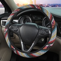 Housse de volant en lin de style ethnique, vente en gros transfrontalière, avec bande élastique antidérapante pour voiture