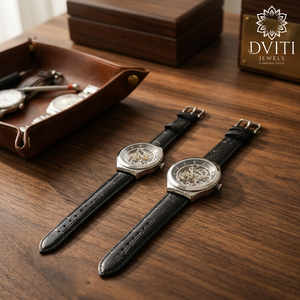 Ensemble de montres de luxe pour couple avec motifs coordonnés, mouvement à quartz et caractéristiques résistantes à l'eau-Cadeau idéal pour les couples - Product Image 2