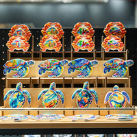 Aimants de réfrigérateur ronds modernes et colorés en forme de tortue marine, souvenirs de la vie marine, décoration de la maison personnalisable, cadeau