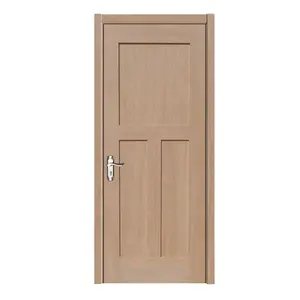 European Style Solid Interior Doors Prehung 3 Panel Oak Wood Door Home Door