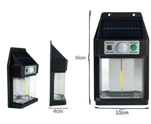 Zonne-Verlichting Buiten Schemering Tot Zonsopgang Zonnewand Schans Bewegingssensor Lantaarn Beveiligingsverlichtingsarmaturen Voor Tuintuin Terrashek - Product Image 2
